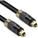 24K Gold Plated Toslink Digital Optical Audio Cable - 6 Feet - Zero RFI & EMI Interference - Metal Connectors & Nylon Braided Jacket