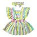 Baby Girls Clothing Ruched Striped Print Bow Casual Dress Casual for 0-24M Clothes