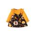 Baby Girl Long Sleeve Dress Newborn Thanksgiving Turkey Print Mini Dress Autumn Round Neck A line Princess Dress