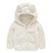 Fall Savings Clearance! 2023 TUOBARR Fleece Hoodie for Toddler Boys Toddler Zip Up Hoodie Toddler Girls Boys Fleece Hoody Jacket Zip Up Bear Ears Coat Warm Winter Outwear White 6-12 Months