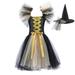 Tosmy Toddler Kids Baby Girl Clothes Magnificent Witch Black Gown With Hat Fancy Tutu Dress Up Party Tulle Dresses Clothes