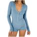 LYXSSBYX Bodysuits for Women Womens Sexy Bodysuit V-Neck Long Sleeve Yoga Rompers Workout Ribbed Pajamas Sport Jumpsuits Rompers