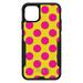 DistinctInk Case for iPhone 15 PRO (6.1 Screen) - OtterBox Commuter Custom Black Case - Yellow Hot Pink Polka Dots