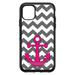 DistinctInk Case for iPhone 15 (6.1 Screen) - OtterBox Symmetry Custom Black Case - Grey White Pink Chevron Anchor - Nautical Chevron Anchor Design