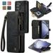 Dteck Case for Samsung Galaxy Z Fold5 Wallet Cover for Women Men Luxury Durable PU Leather Magnetic Closure Card Pocket Zipper S-Pen Holder Case with Lanyard Strap Wristlet Black