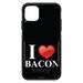 DistinctInk Case for iPhone 15 Pro MAX (6.7 Screen) - OtterBox Commuter Custom Black Case - Black White Red I Heart Bacon - Show Your Love of Bacon