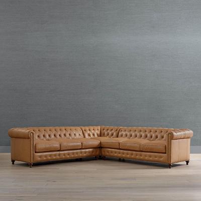 Logan Chesterfield 3-pc. Sofa Sectional - Terracotta Velvet - Frontgate