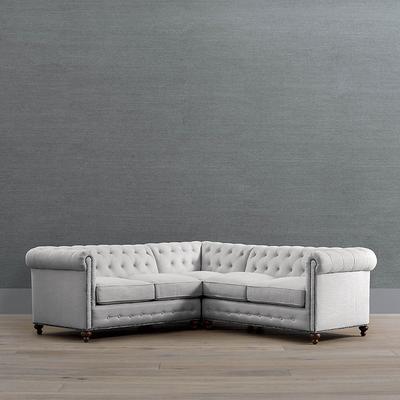 Logan Chesterfield 3-pc. Loveseat Sectional - Steam Crypton Lush Performance - Frontgate