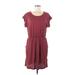 H&M Casual Dress - Mini Scoop Neck Short sleeves: Burgundy Solid Dresses - Women's Size Medium