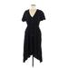 Torrid Casual Dress - Midi V Neck Short sleeves: Black Solid Dresses - Women's Size Medium Plus