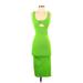 Zara Cocktail Dress - Midi Scoop Neck Sleeveless: Green Solid Dresses - Women's Size Small