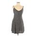 Divided by H&M Casual Dress - Mini Plunge Sleeveless: Gray Dresses - Women's Size Large