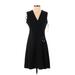 Calvin Klein Casual Dress - A-Line V-Neck Sleeveless: Black Print Dresses - Women's Size 4