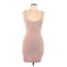 Shein Casual Dress - Bodycon Plunge Sleeveless: Tan Dresses - Women's Size Large