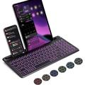 ASHU Backlit Multi-Device Bluetooth Keyboard for Tablet Phone Computer - Wireless Illuminated Rechargeable Keyboard with Number Pad Connect Up to 4 Devices Compatible Mac Android iOS Windows