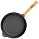 Cast Iron Pan Diameter 24 cm Height 62 mm with Wooden Handle Cast Iron Induction Pan Suitable for Gas Grill, Oven, Fire Pit and All Types of Cookers Including Induction