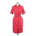 Lauren by Ralph Lauren Casual Dress - Shirtdress Collared Short sleeves: Red Print Dresses - Women's Size 6