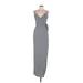 Le Lis Casual Dress - Wrap Plunge Sleeveless: Gray Print Dresses - Women's Size Small