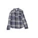 Ambiance Apparel Long Sleeve Button Down Shirt: Blue Plaid Tops - Kids Girl's Size Small