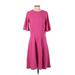Worth New York Casual Dress - A-Line Crew Neck Short sleeves: Pink Solid Dresses - Women's Size 4
