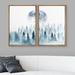IDEA4WALL land Nursery Forest Decor Set Full Moon Natures Framed On Canvas 2 Pieces Print Canvas in Blue/Gray/White | 24 H x 32 W x 1.5 D in | Wayfair