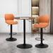 Ebern Designs Moaid 3 Piece Height-adjustable Pub Table & Leathered Pedestal Bar Stool Dining Set Wood/Upholstered/Metal in Brown | Wayfair