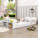 Latitude Run® Asie Twin Wooden Floor Bed w/ Footboard Wood in White | 18.2 H x 40.9 W x 86.4 D in | Wayfair FFA1E0F2D44941B5BDFE27482587EAA5