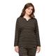 Ulla Popken Damen Pyjama Shirt, 1/1 Sleeve with yarndyed Stripes Schlafanzüge, Marine, 42-44