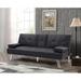 66'' Folding Faux Leather Loveseat Sleeper Sofa Bed with Cup Holder