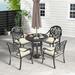 3/5-Piece Cast Aluminum Outdoor Dining Set with 30.71 in. Round Table and Random Color Cushions