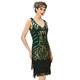 BABEYOND Damen Flapper Kleider 1920er Jahre V-Ausschnitt Perlen Fransen Great Gatsby Kleid, Gold und Dunkelgrün, Medium