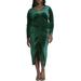Plus Size Women's V Neck Pleated Front Dress by ELOQUII in Emerald (Size 20)