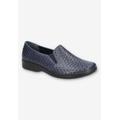 Wide Width Women's Eternity Casual Flat by Easy Street in Navy Woven (Size 10 W)