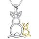 Tbkoly Women's Customised Dainty Pendant Chain Necklace Jewellery Necklaces 925 Sterling Silver Jewelry 18K Gold Plated Rabbit Pendant Animal Necklace For Women (Color : Onecolor, Size : Onecolor)