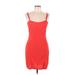 Divided by H&M Casual Dress - Bodycon: Red Solid Dresses - Women's Size Large