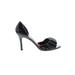 Kate Spade New York Heels: Slip On Stilleto Cocktail Party Black Print Shoes - Women's Size 8 1/2 - Peep Toe