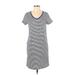 Universal Thread Casual Dress - Shift V Neck Short sleeves: Gray Stripes Dresses - Women's Size Small