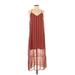 BCBGeneration Casual Dress - Midi V Neck Sleeveless: Red Stripes Dresses - Women's Size Small