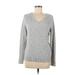 Croft & Barrow Pullover Sweater: Gray Color Block Tops - Women's Size Medium