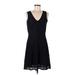 CeCe Casual Dress - A-Line V Neck Sleeveless: Black Solid Dresses - Women's Size Medium