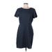 Ann Taylor LOFT Casual Dress Crew Neck Short sleeves: Blue Solid Dresses - Women's Size 8