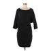 Max Studio Casual Dress Scoop Neck 3/4 sleeves: Black Print Dresses - Women's Size Medium