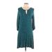 Apt. 9 Casual Dress - Shift Keyhole 3/4 sleeves: Teal Dresses - Women's Size Large