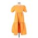 Peter Som Collective Casual Dress - A-Line Crew Neck Short sleeves: Orange Print Dresses - Women's Size 0