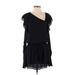 Ramy Brook Casual Dress - DropWaist V Neck Short sleeves: Black Print Dresses - Women's Size Small