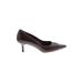 AK Anne Klein Heels: Slip On Kitten Heel Minimalist Brown Solid Shoes - Women's Size 6 - Pointed Toe