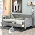 Gracie Oaks Adriane Daybed Wood in Gray | 36.1 H x 42.9 W x 80.6 D in | Wayfair 30F288CC32694D0EBF1A1D0AB5625933