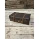 Vintage Wooden Bound Travel Steamer Case, Brown Canvas, Coffee Table, Storage Box Chest, Original Labels, Authentic