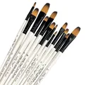 12pcs Professional Filbert Paint Brushes Set Synthetic Nylon Tips White Artist Brush Perfect for