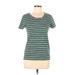 J.Crew Active T-Shirt: Green Stripes Activewear - Women's Size Large